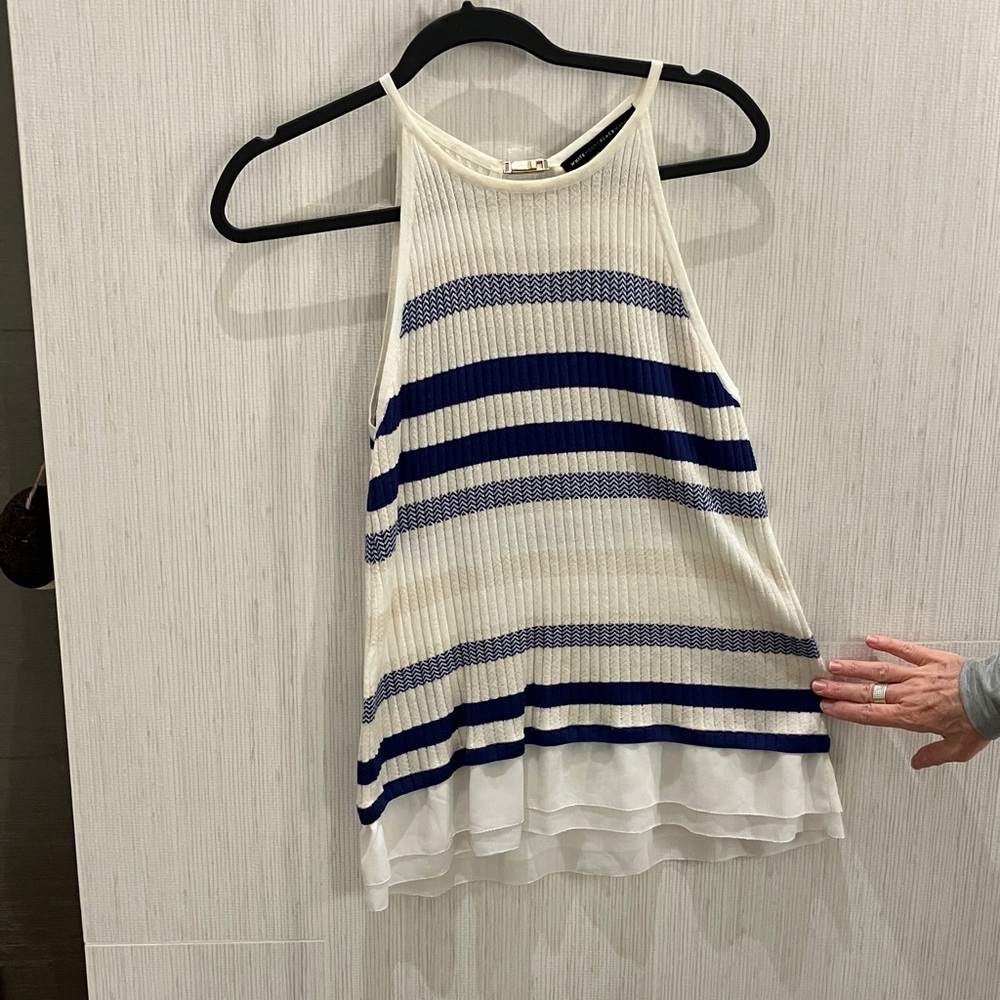 White and Blue Knit Blouse
